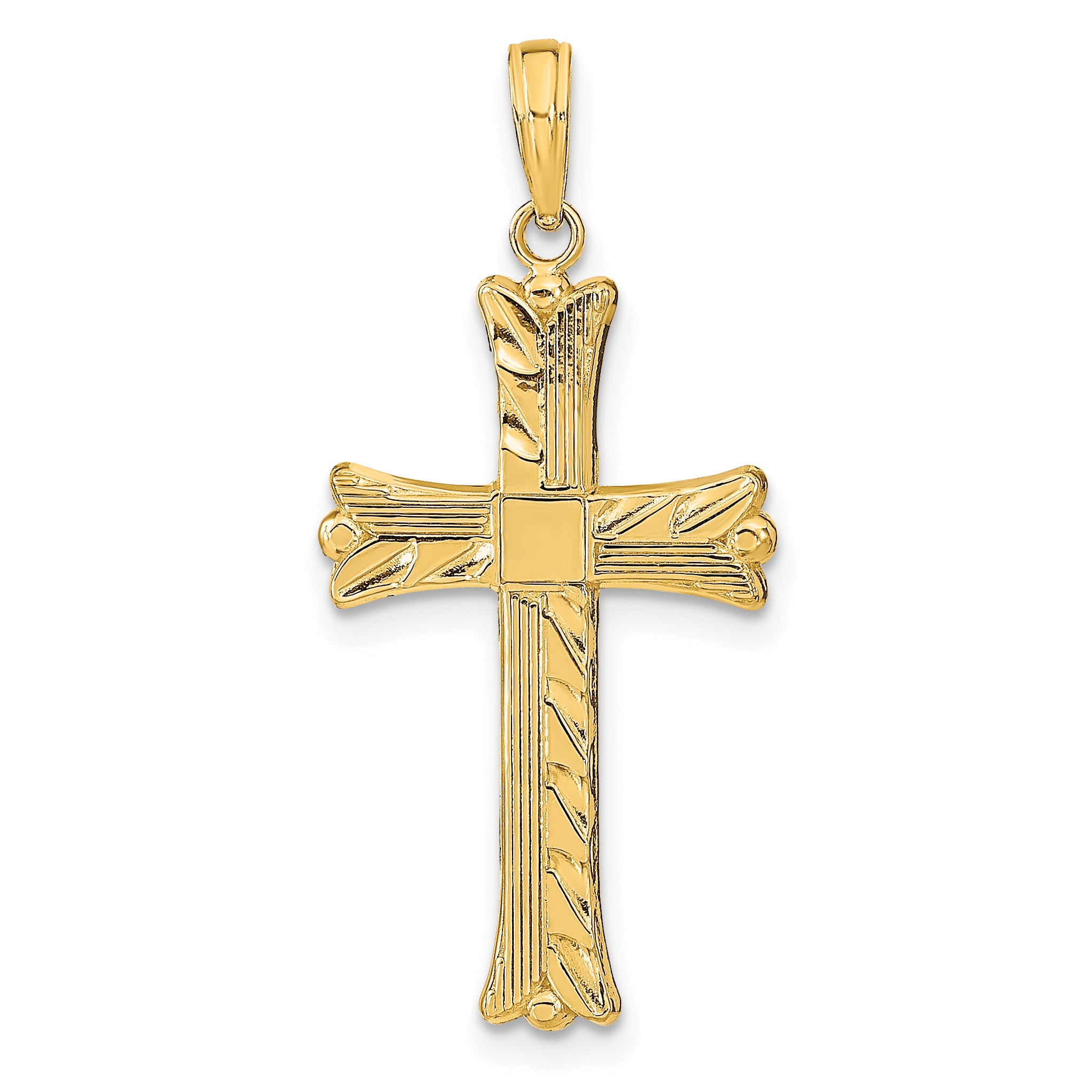 14K Textured w/Square Center Cross Pendant Main image
