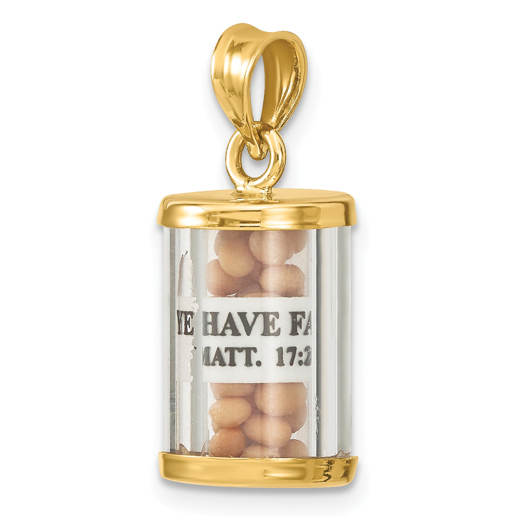 14K 3-D Mustard Seeds Matthew 17  Scroll Pendant