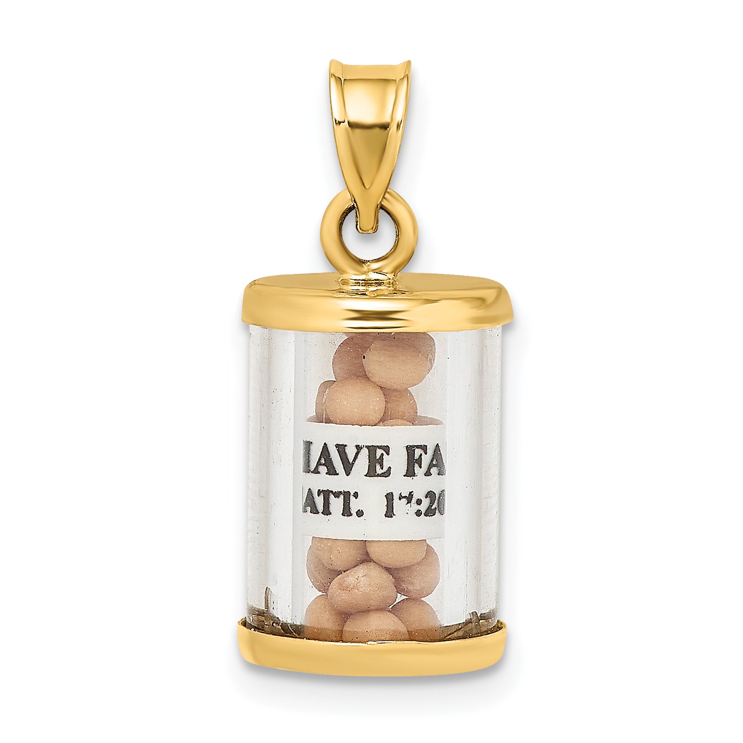 14K 3-D Mustard Seeds Matthew 17  Scroll Pendant Main image