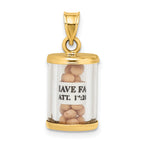 14K 3-D Mustard Seeds Matthew 17  Scroll Pendant