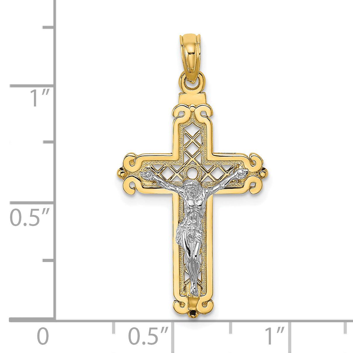 14k Two-tone Fancy Crucifix Charm Secondary image