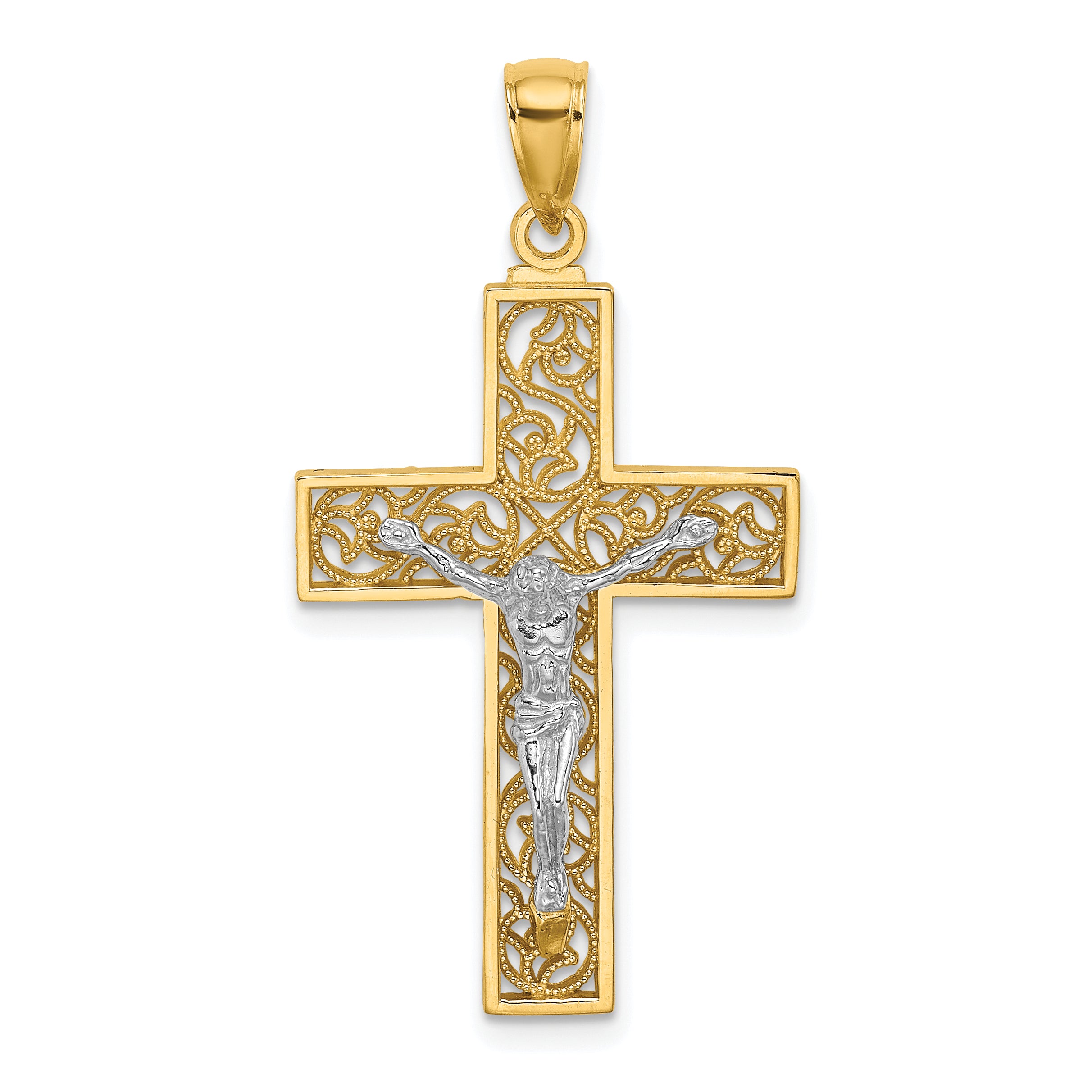 14k Two-tone Crucifix Pendant Main image