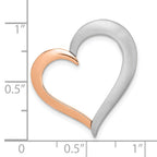 14K Two-tone Polished/Satin Heart Chain Slide