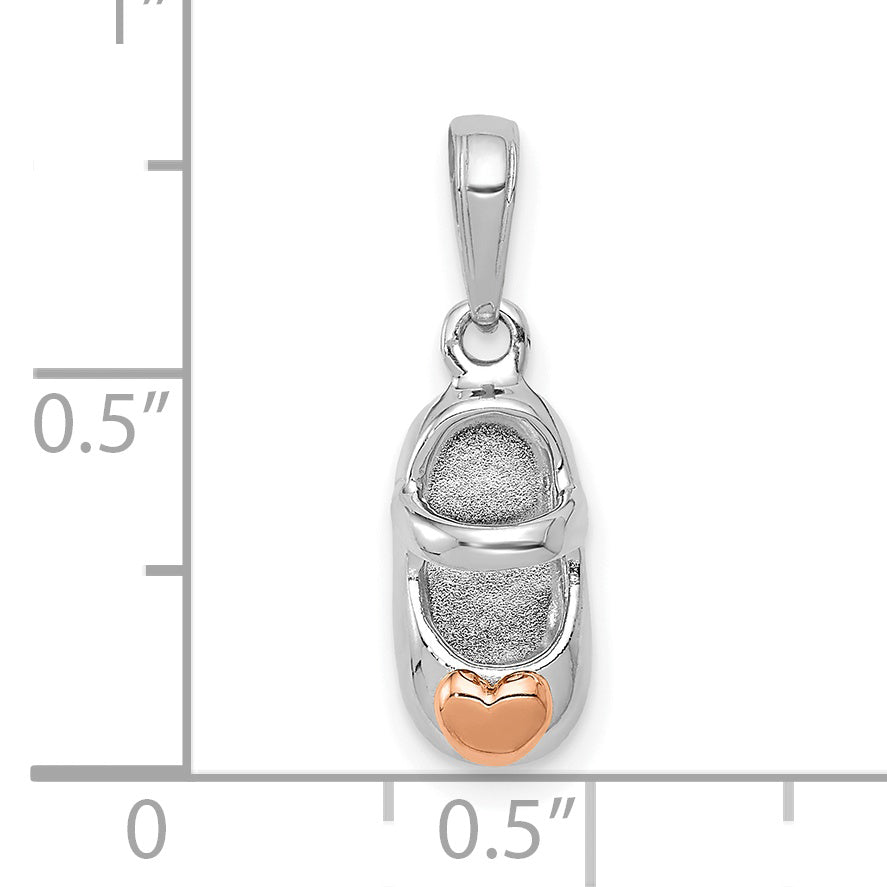 14k Two-tone White and Rose Gold Baby Shoe Charm