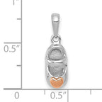 14k Two-tone White and Rose Gold Baby Shoe Charm