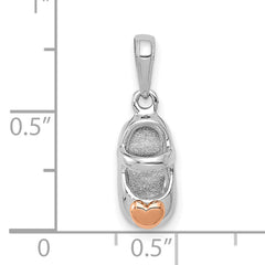 14k Two-tone White and Rose Gold Baby Shoe Charm
