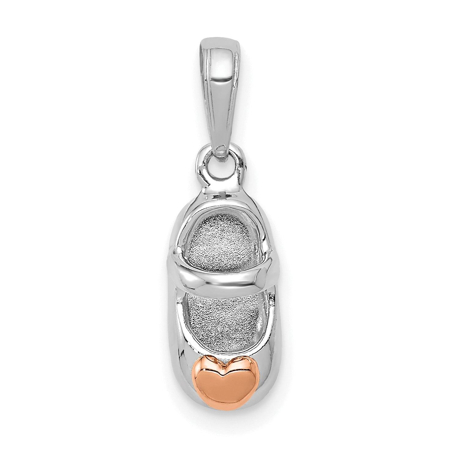 14k Two-tone White and Rose Gold Baby Shoe Charm