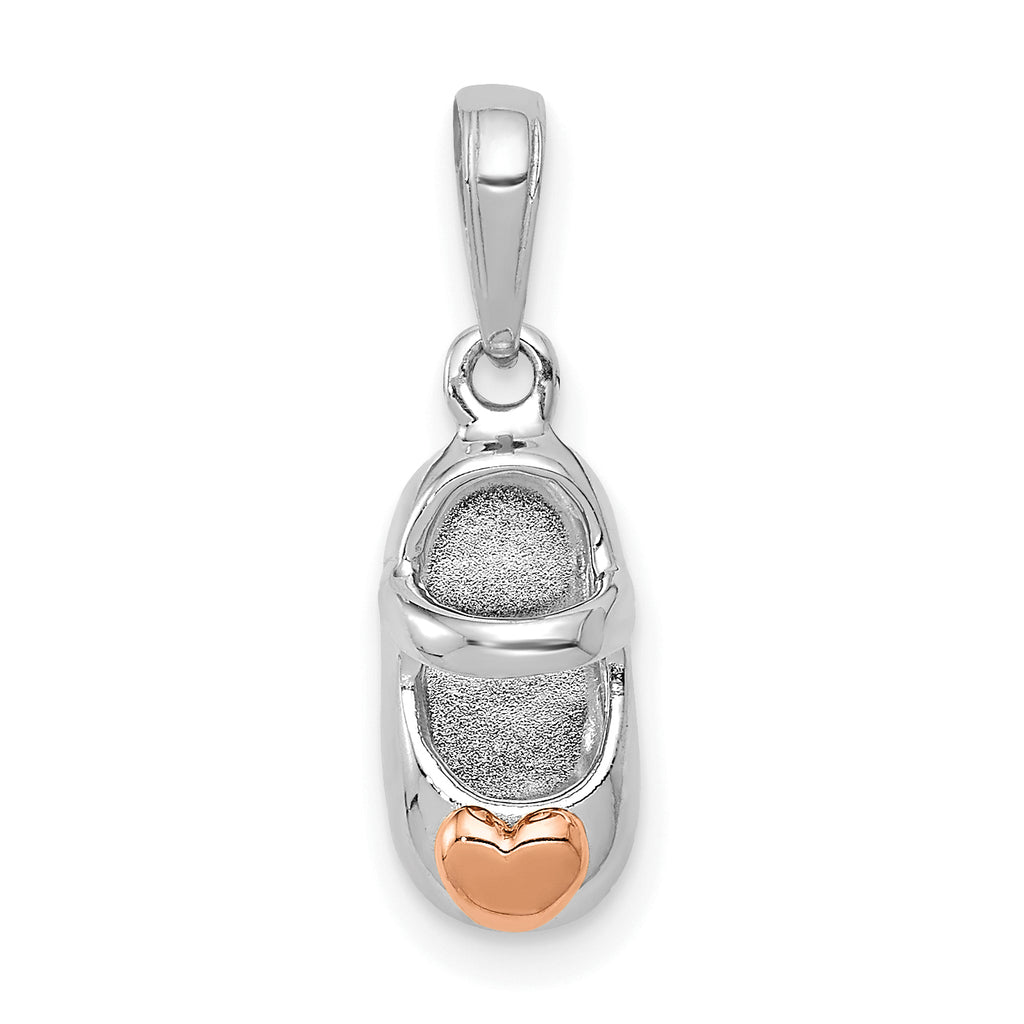 14k Two-tone White and Rose Gold Baby Shoe Charm