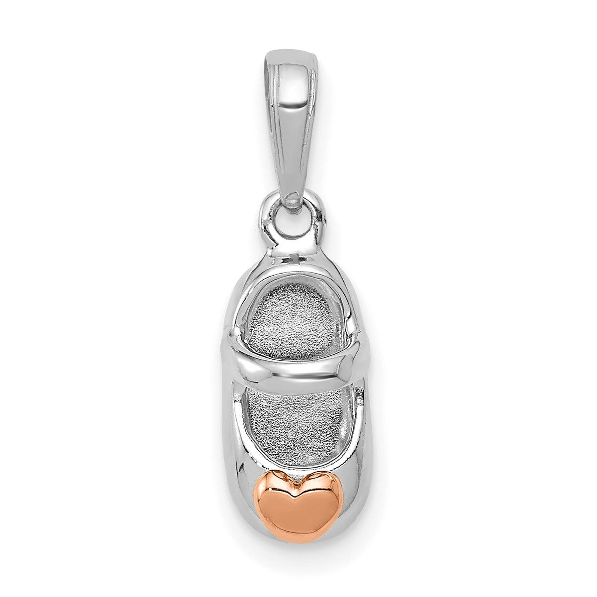 14k Two-tone White and Rose Gold Baby Shoe Charm