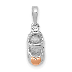 14k Two-tone White and Rose Gold Baby Shoe Charm