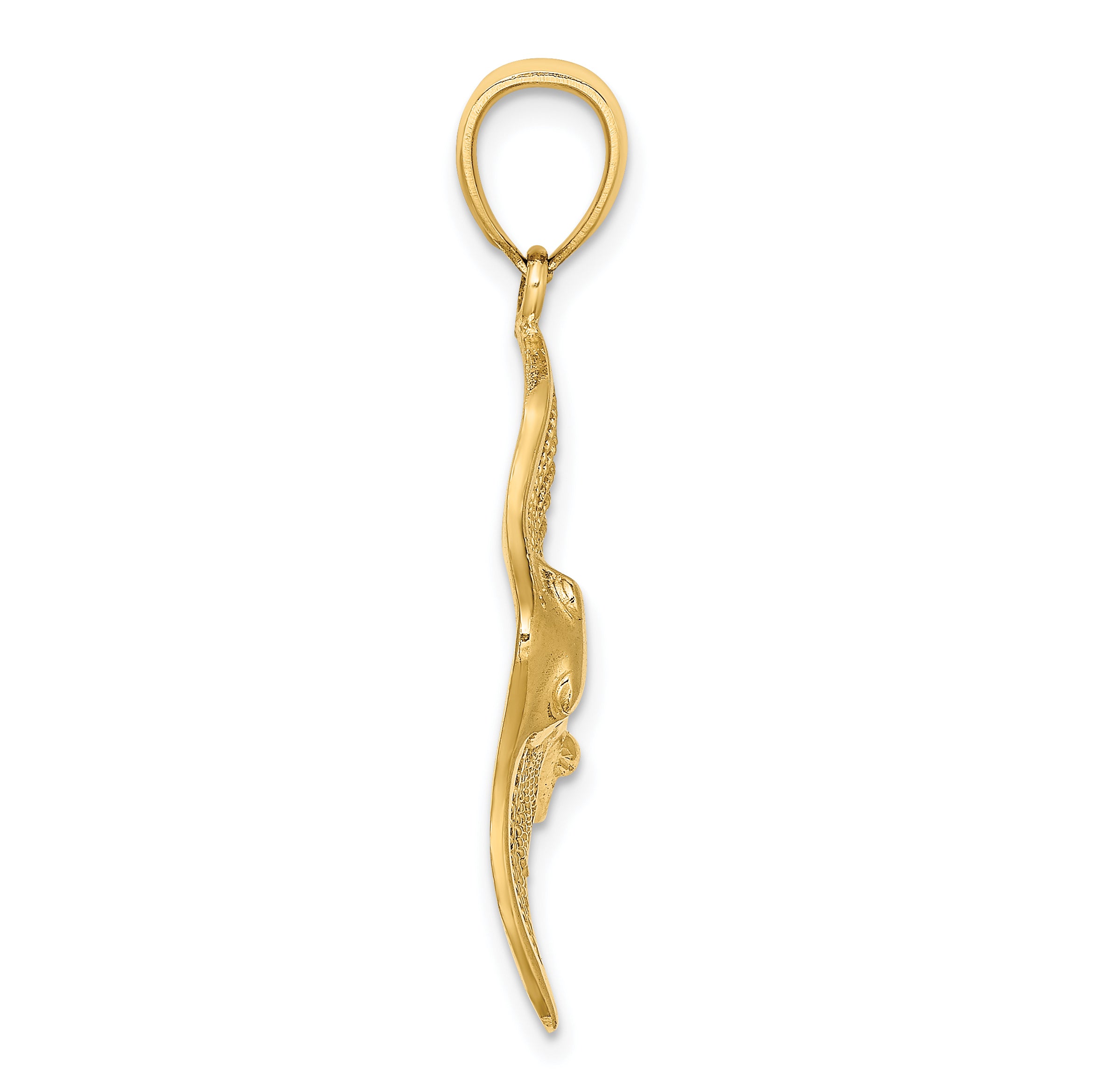 14K Polished and Cut-Out Textured Accent Stingray Charm