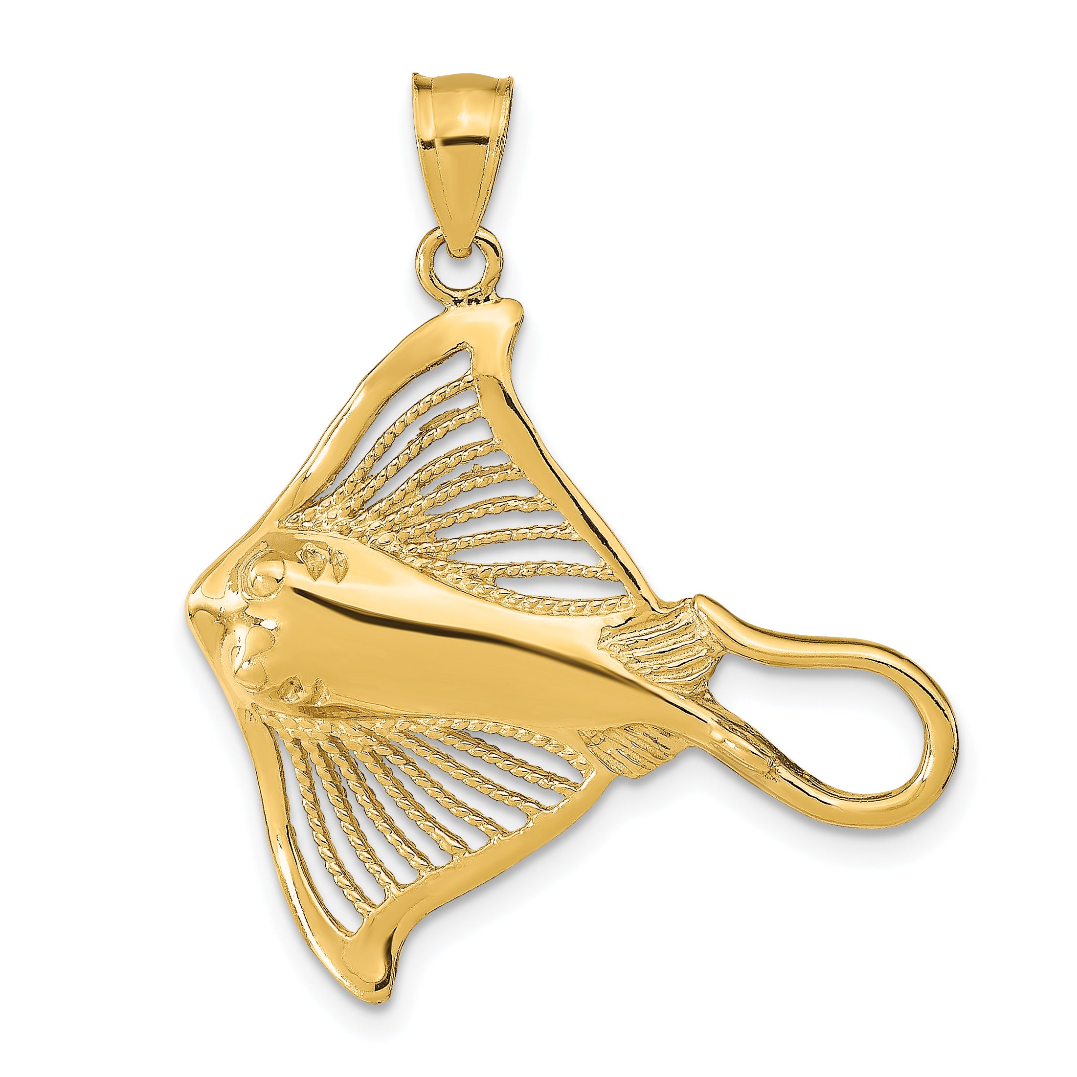 14K Polished and Cut-Out Textured Accent Stingray Charm Main image