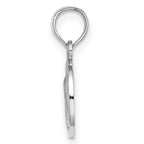 14k White Gold 10mm Engraved Angel Coin Charm