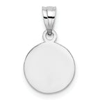 14k White Gold 10mm Engraved Angel Coin Charm