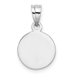 14k White Gold 10mm Engraved Angel Coin Charm