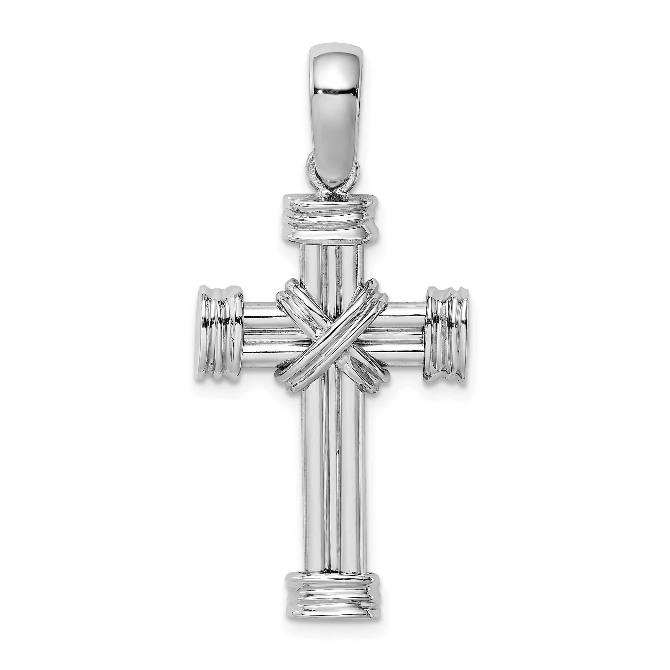 14k White Gold Polished Cross Charm Main image