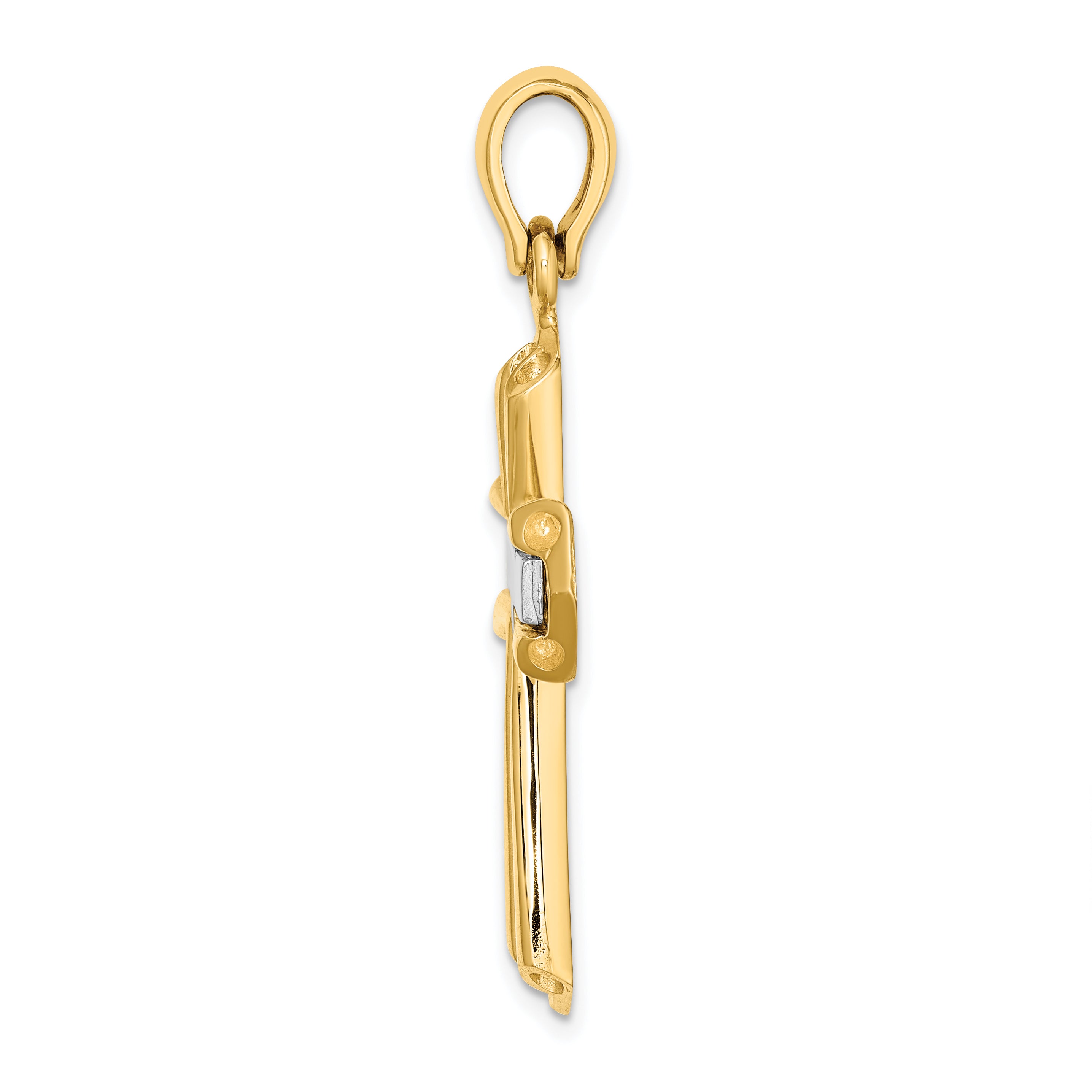 14K Two-tone Polished Cross Charm Secondary image