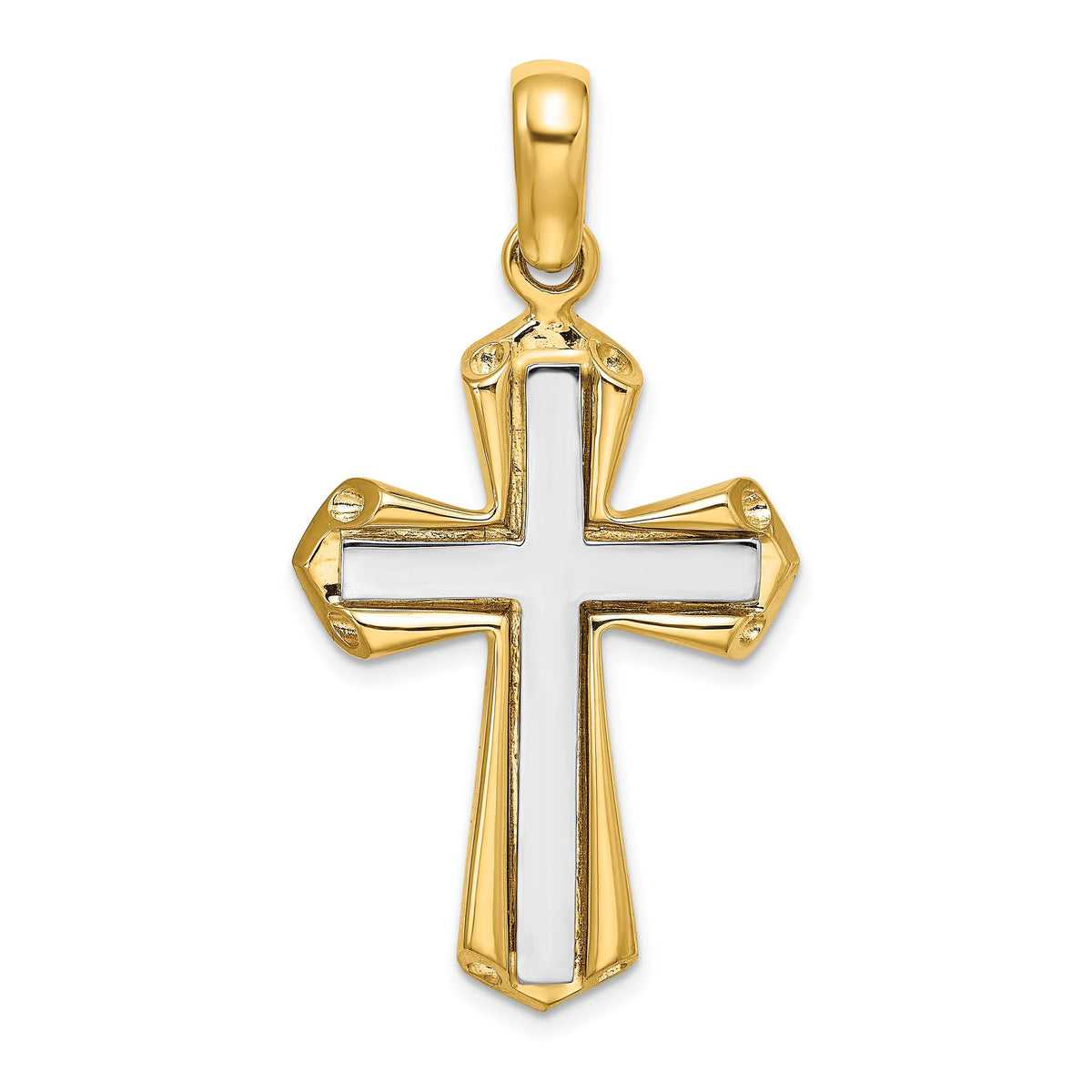 Cross Charm in 14K Two-Tone Gold, 23x33mm - Sophia Jewelers Main image