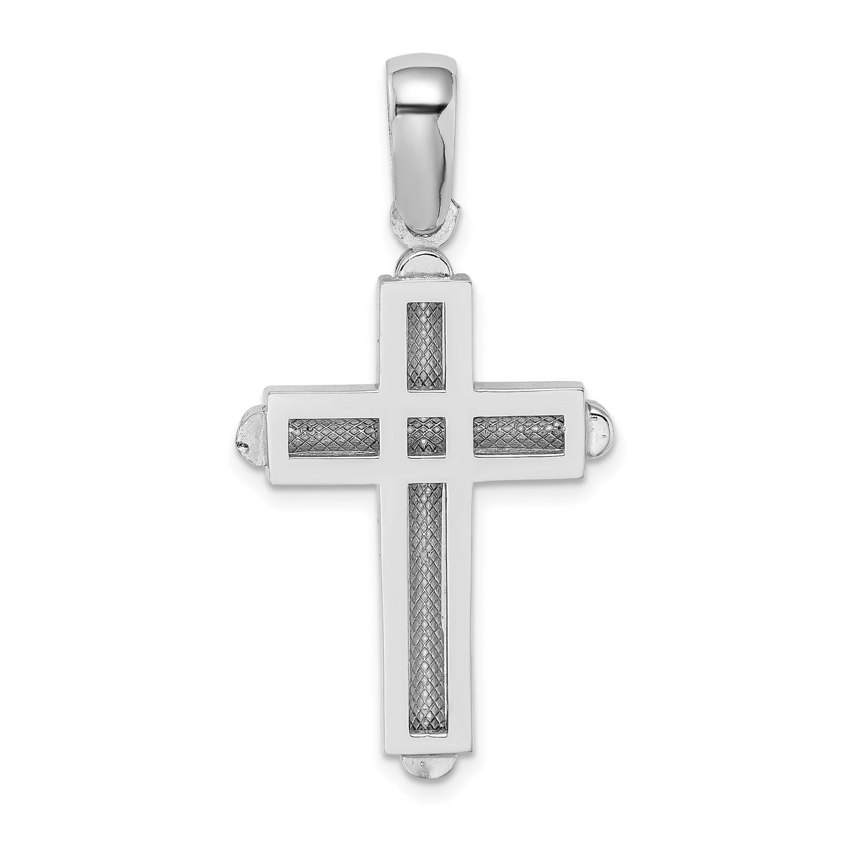 Beveled Cross Charm in 14K White Gold, 38mm - Sophia Jewelers