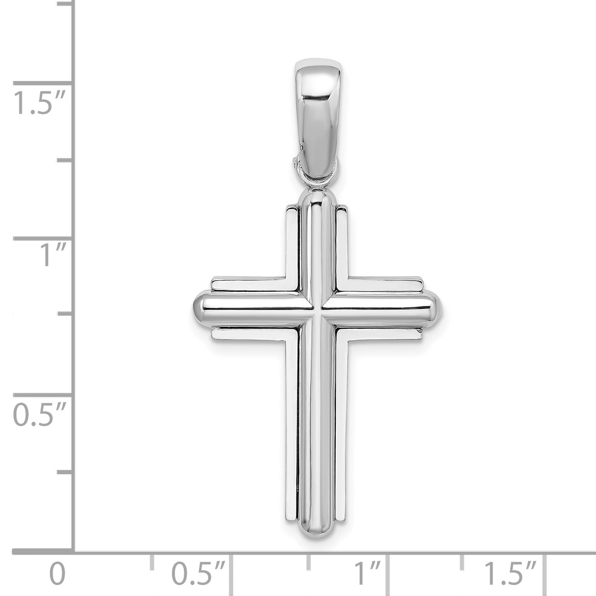 Beveled Cross Charm in 14K White Gold, 38mm - Sophia Jewelers