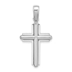 Beveled Cross Charm in 14K White Gold, 38mm - Sophia Jewelers