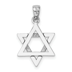 14K White Gold Star Of David Charm