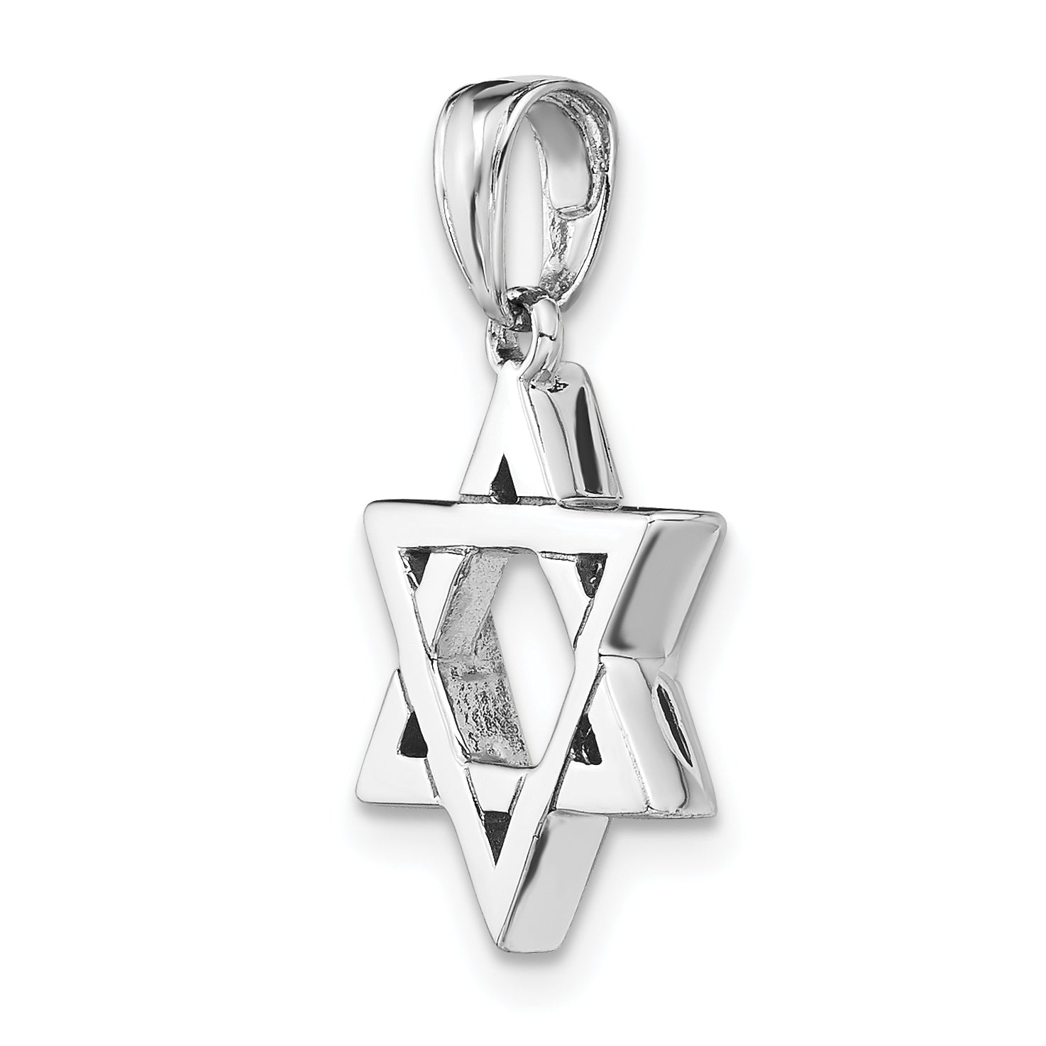 14K White Gold Star Of David Charm
