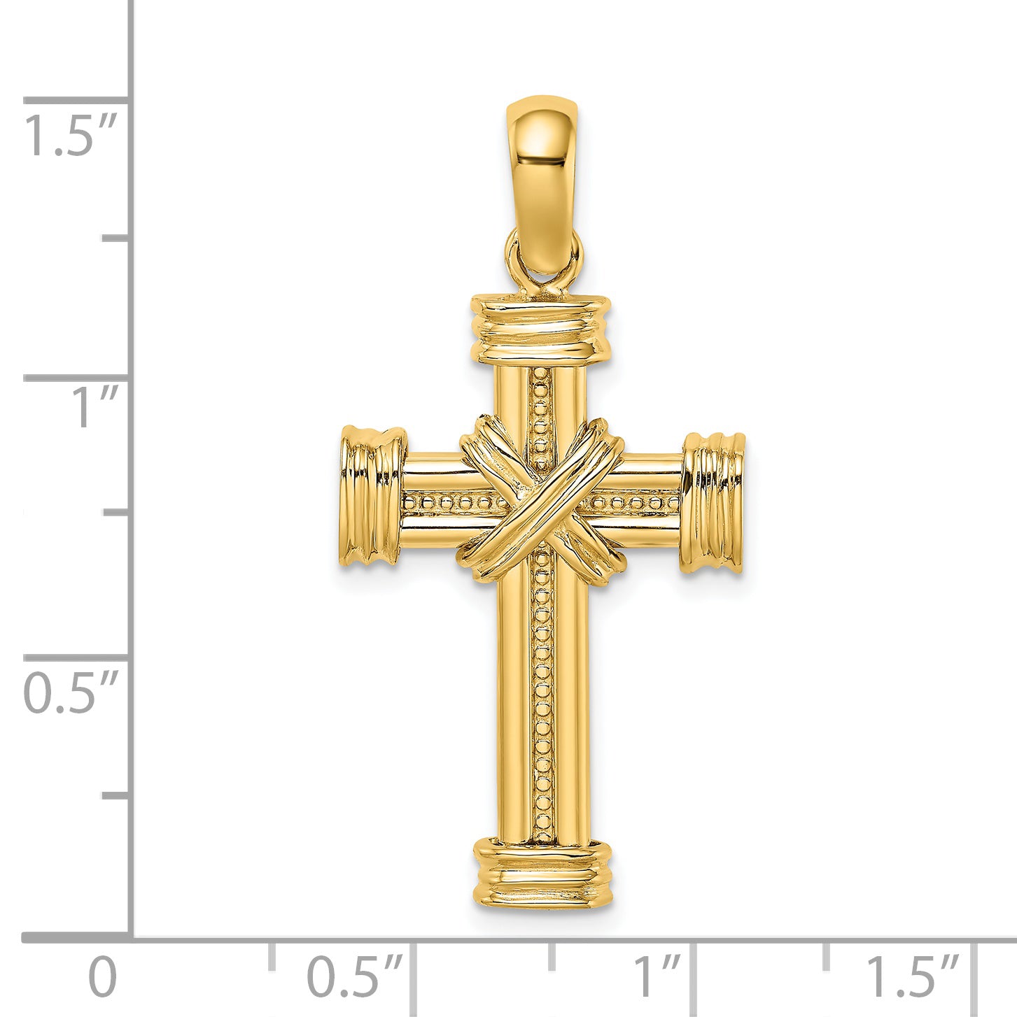 14k Polished w/ X In Center of Cross Charm