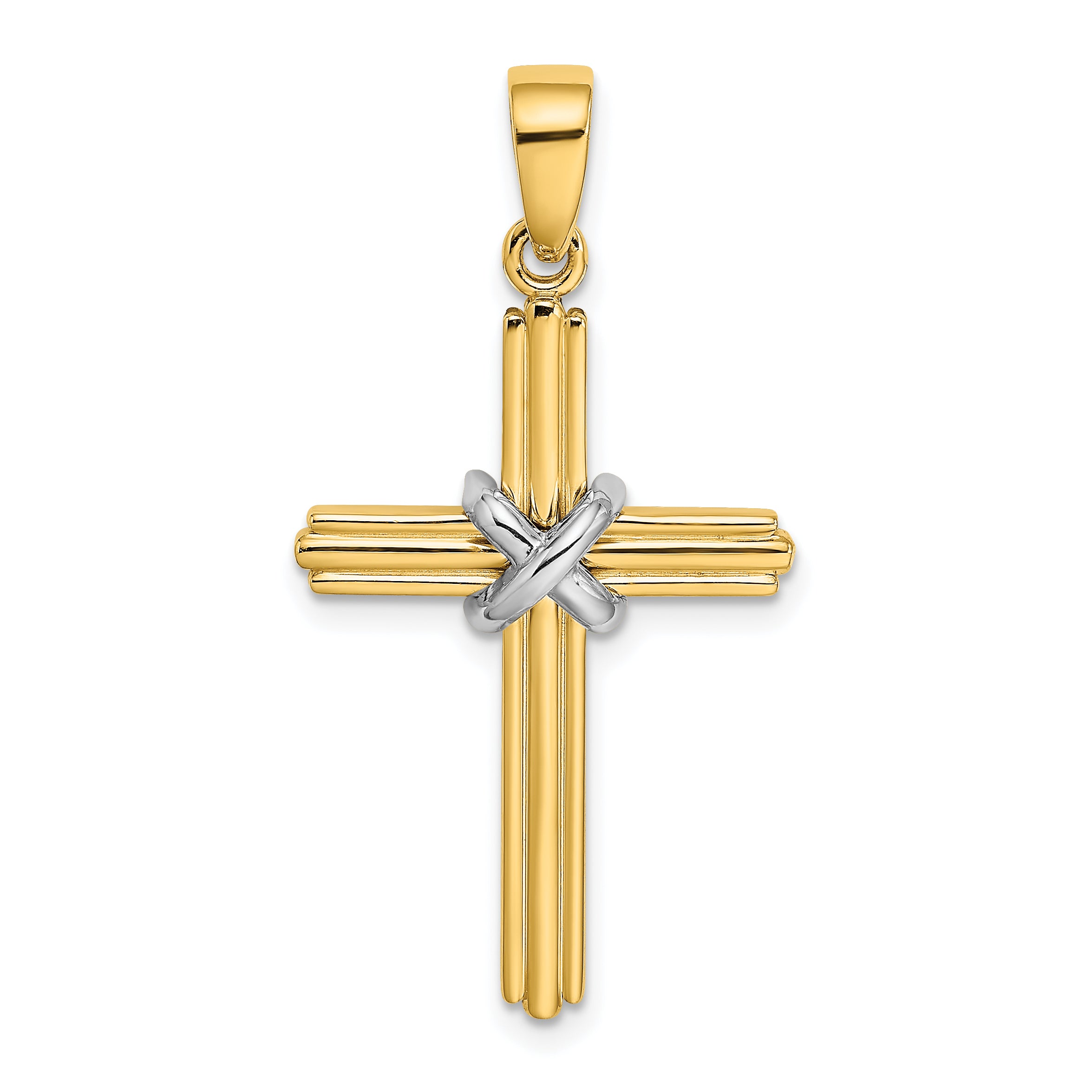 14K Two-tone X Center Charm