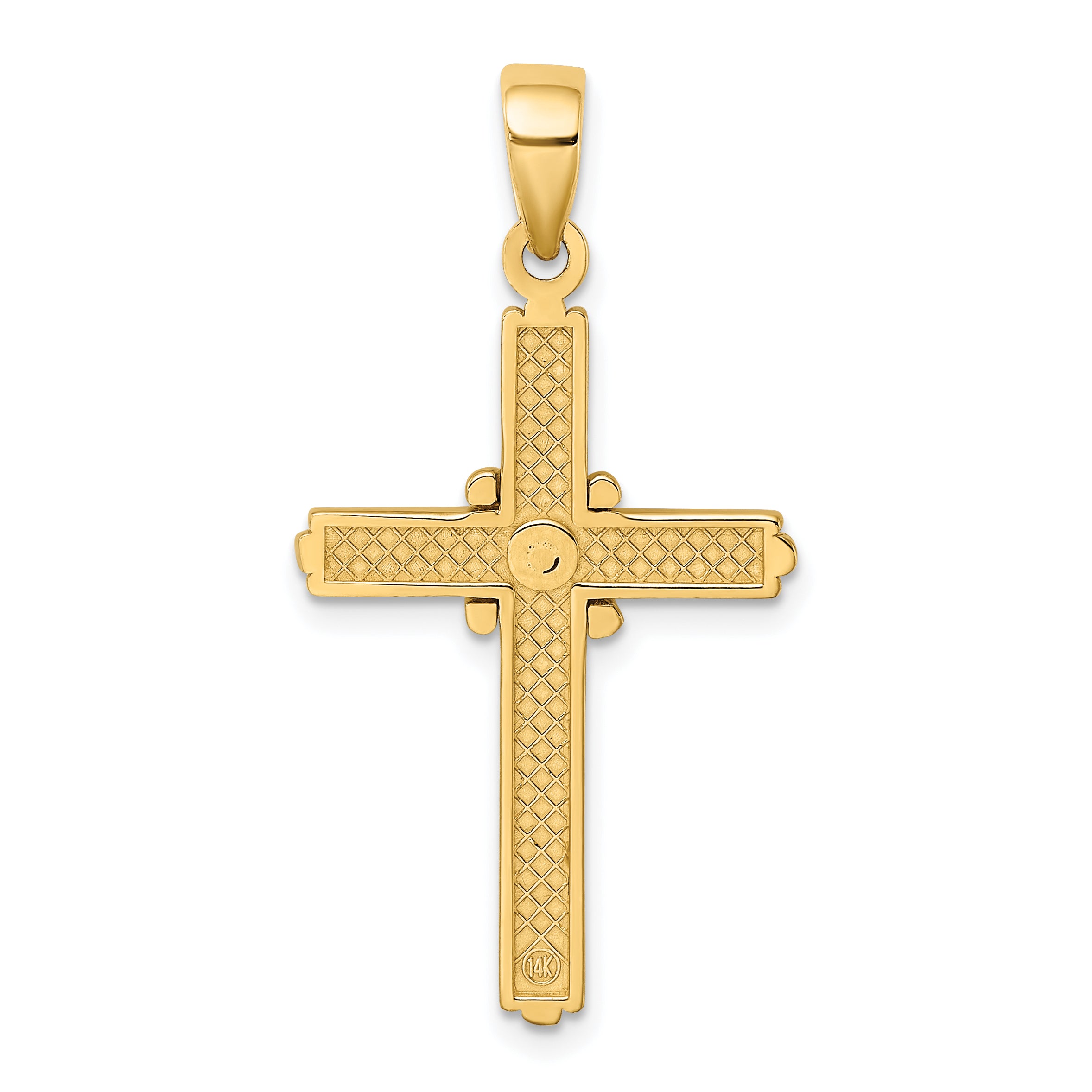 14K Polished  X  Center Cross Charm