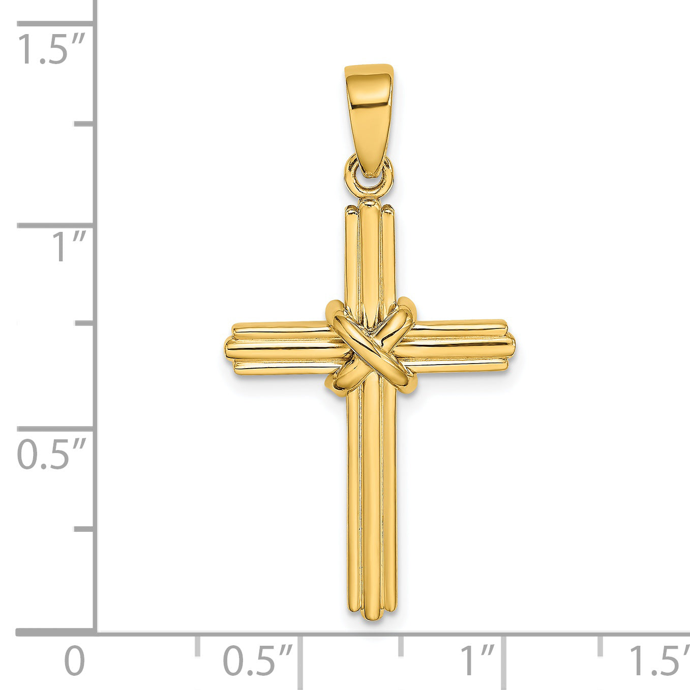 14K Polished  X  Center Cross Charm