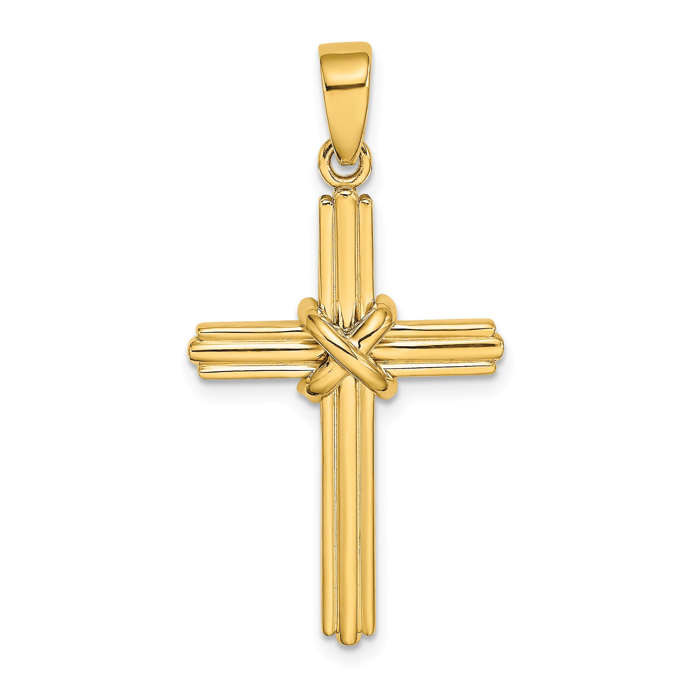14K Polished  X  Center Cross Charm