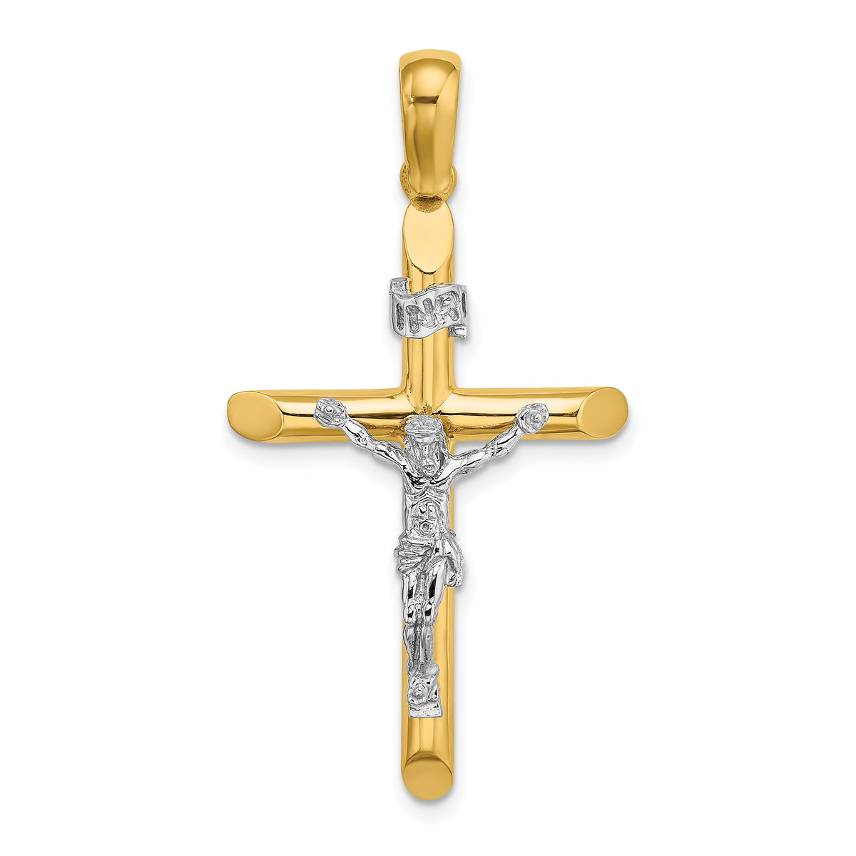 14K Two-tone Polished Crucifix Charm