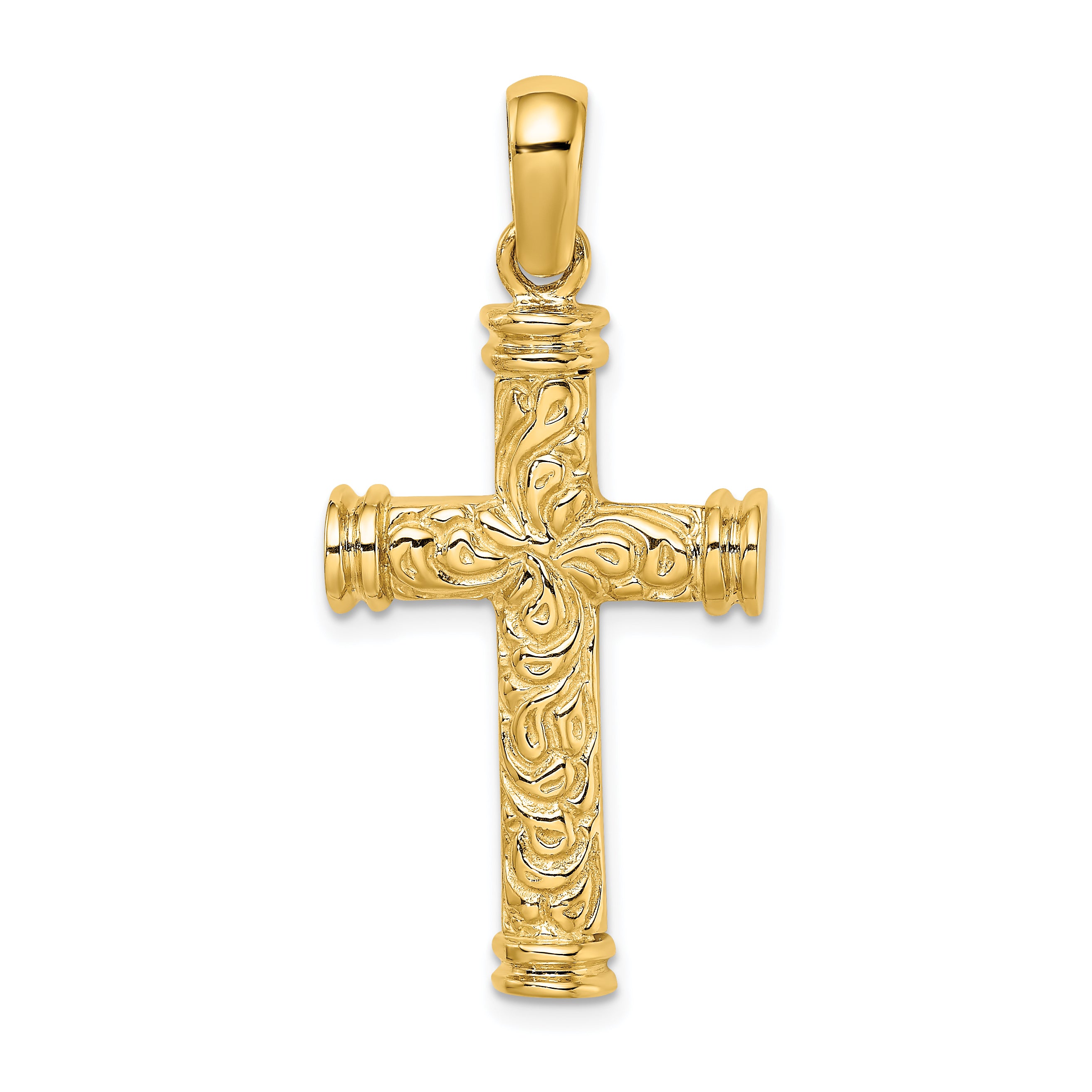 14K Scroll w/Double Endcaps Cross Charm Main image