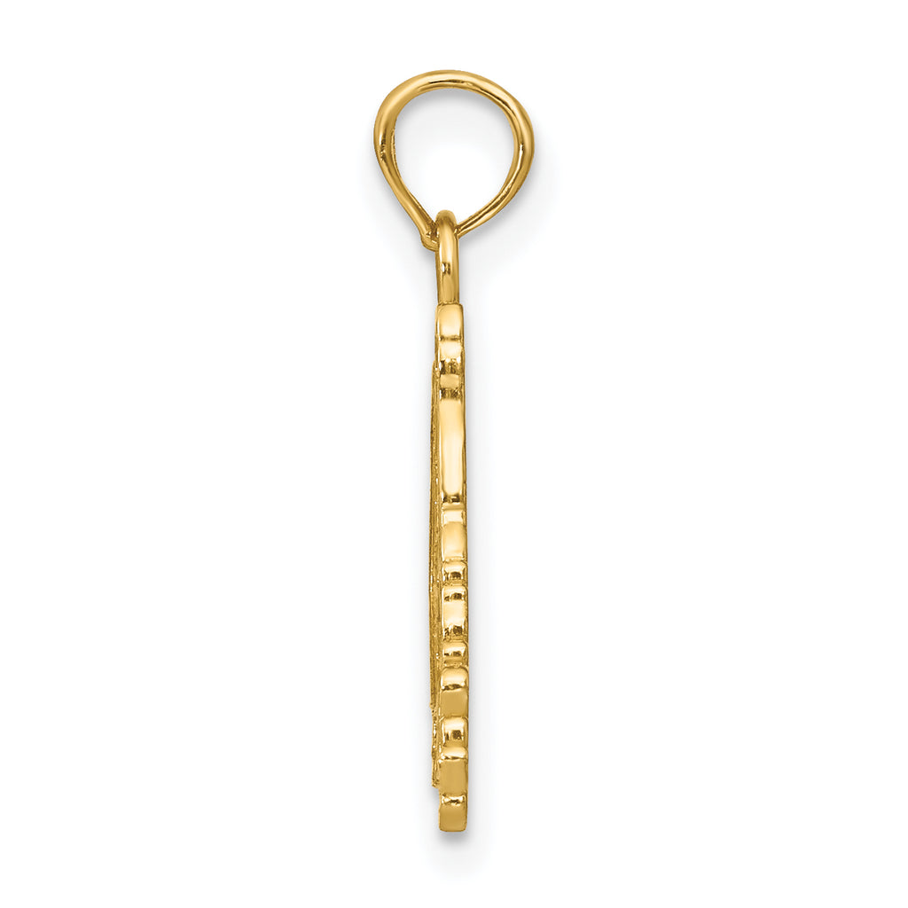 14K Textured Flat Santa Face Charm