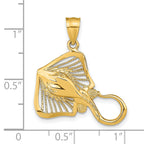 14K Polished and Textured Accent Stingray Charm