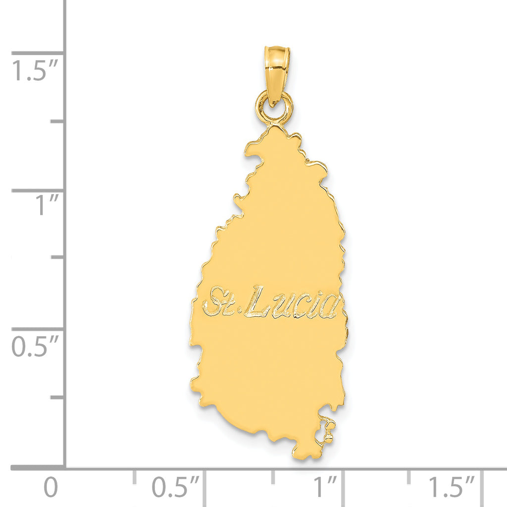 14k ST. LUCIA Island Map Pendant