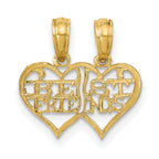 14K Polished 2 Piece Break Apart BEST FRIENDS Hearts Pendant