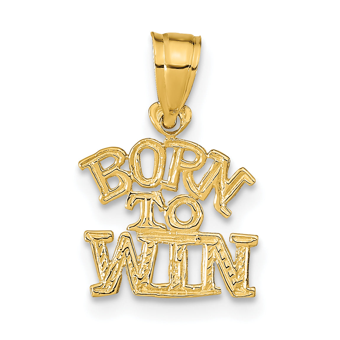 Born to Win Pendant in 14K Yellow Gold, 14mm Textured - Sophia Jewelers
