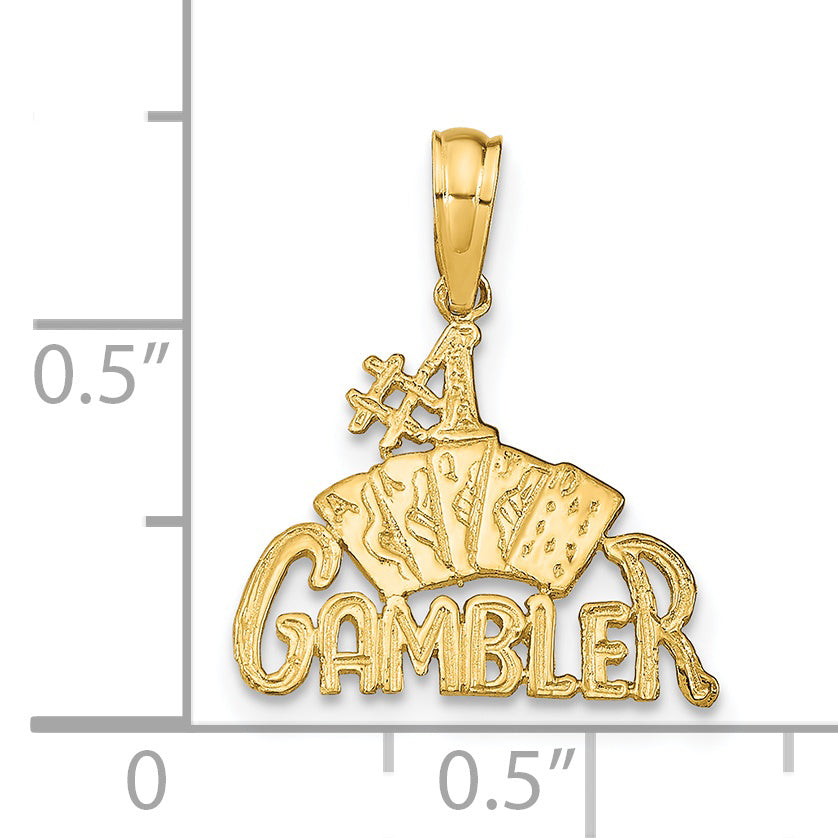 14K GAMBLER w/Cards Pendant