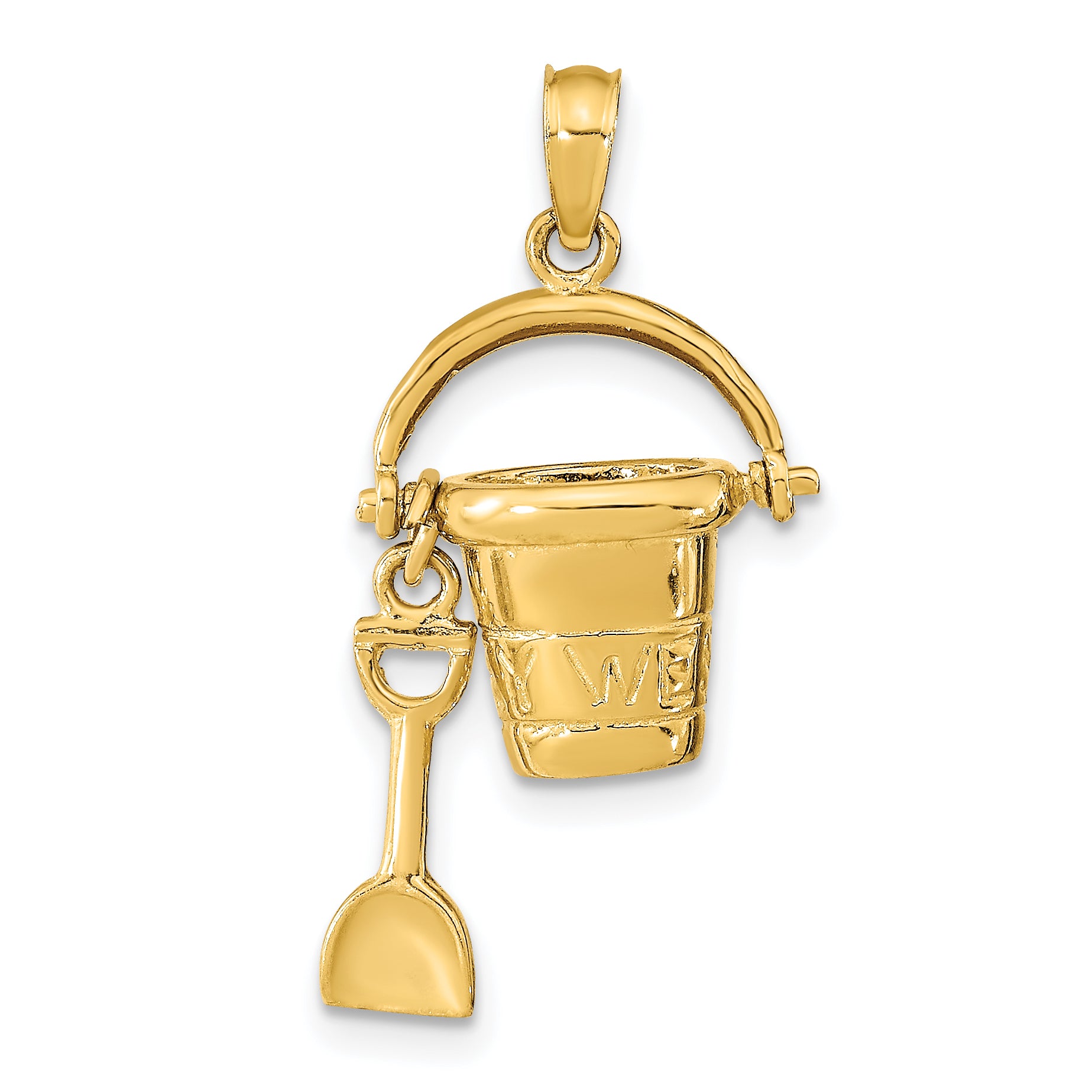 14K  3D KEY WEST Pail and Shovel Pendant Main image