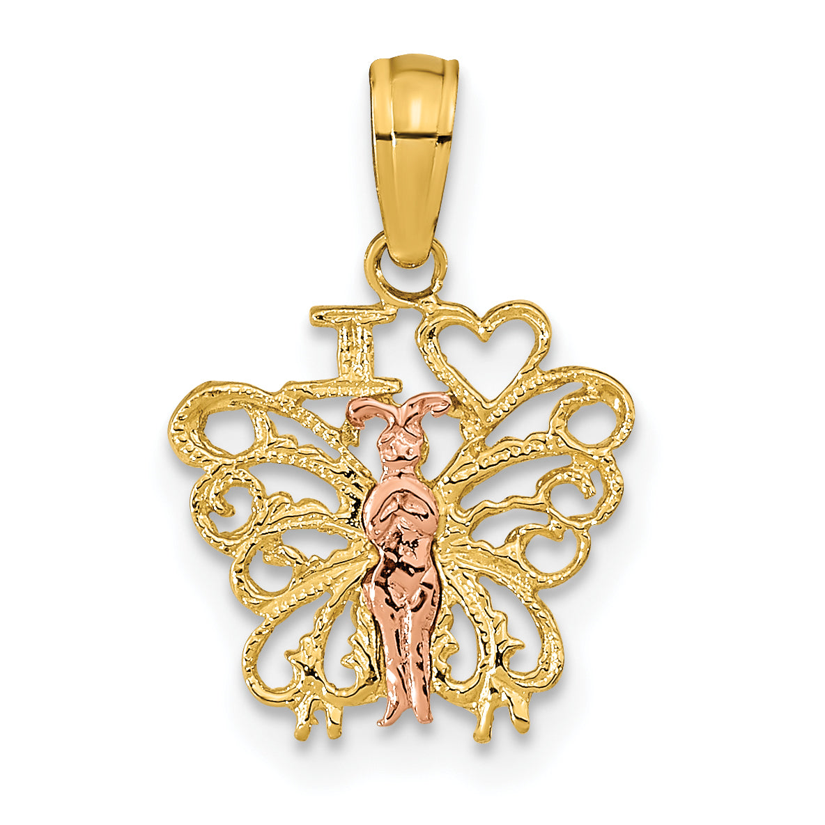 14K Two-tone  I HEART Butterfly Pendant Main image