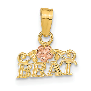 Brat Pendant in 14K Two-Tone Gold, 12mm Textured - Sophia Jewelers