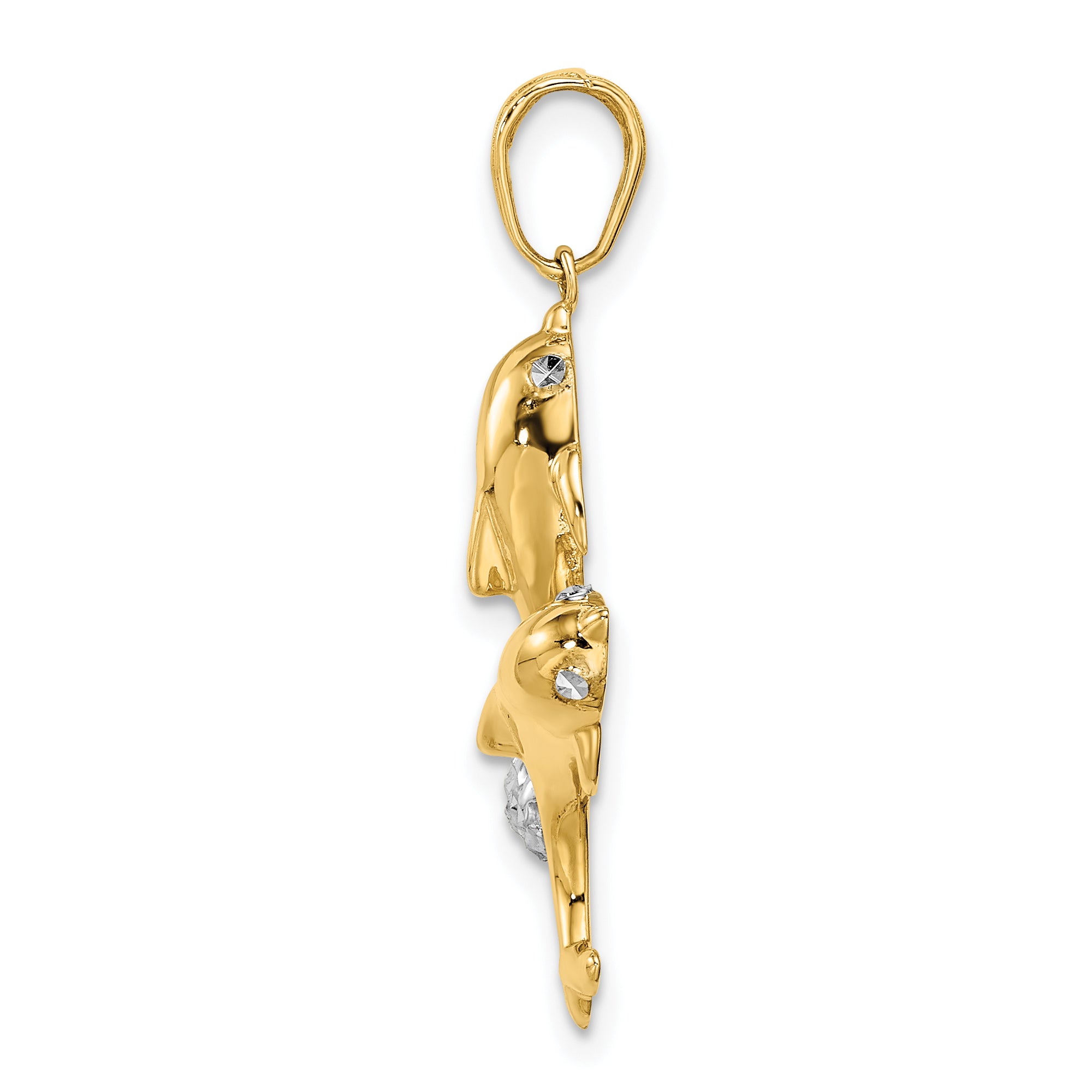 14k with White Rhodium Double Dolphin Pendant Secondary image