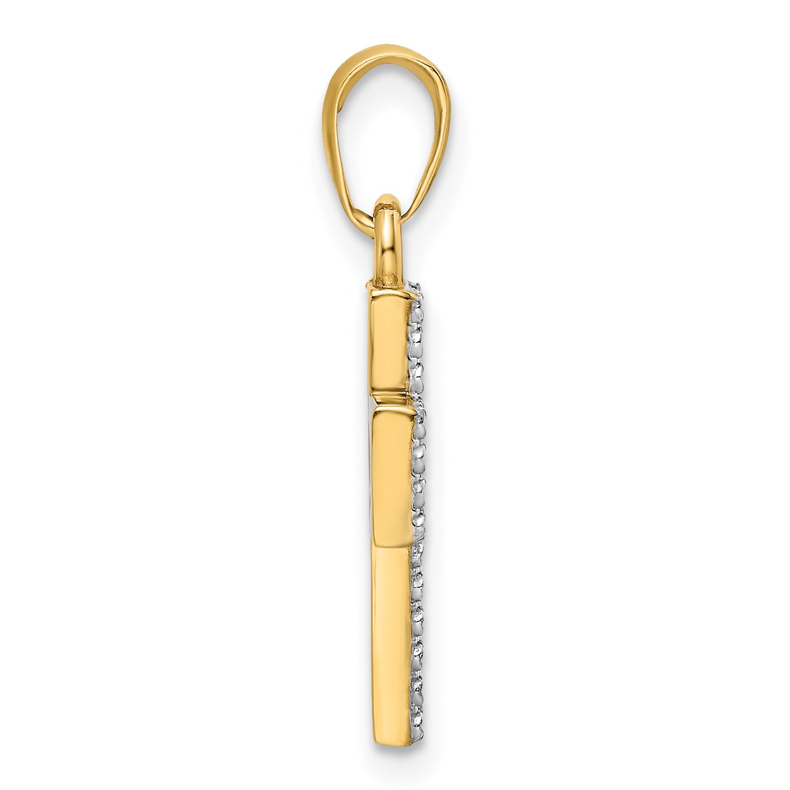 14K w/Rhodium D/C Cross Pendant