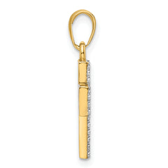 14K w/Rhodium D/C Cross Pendant
