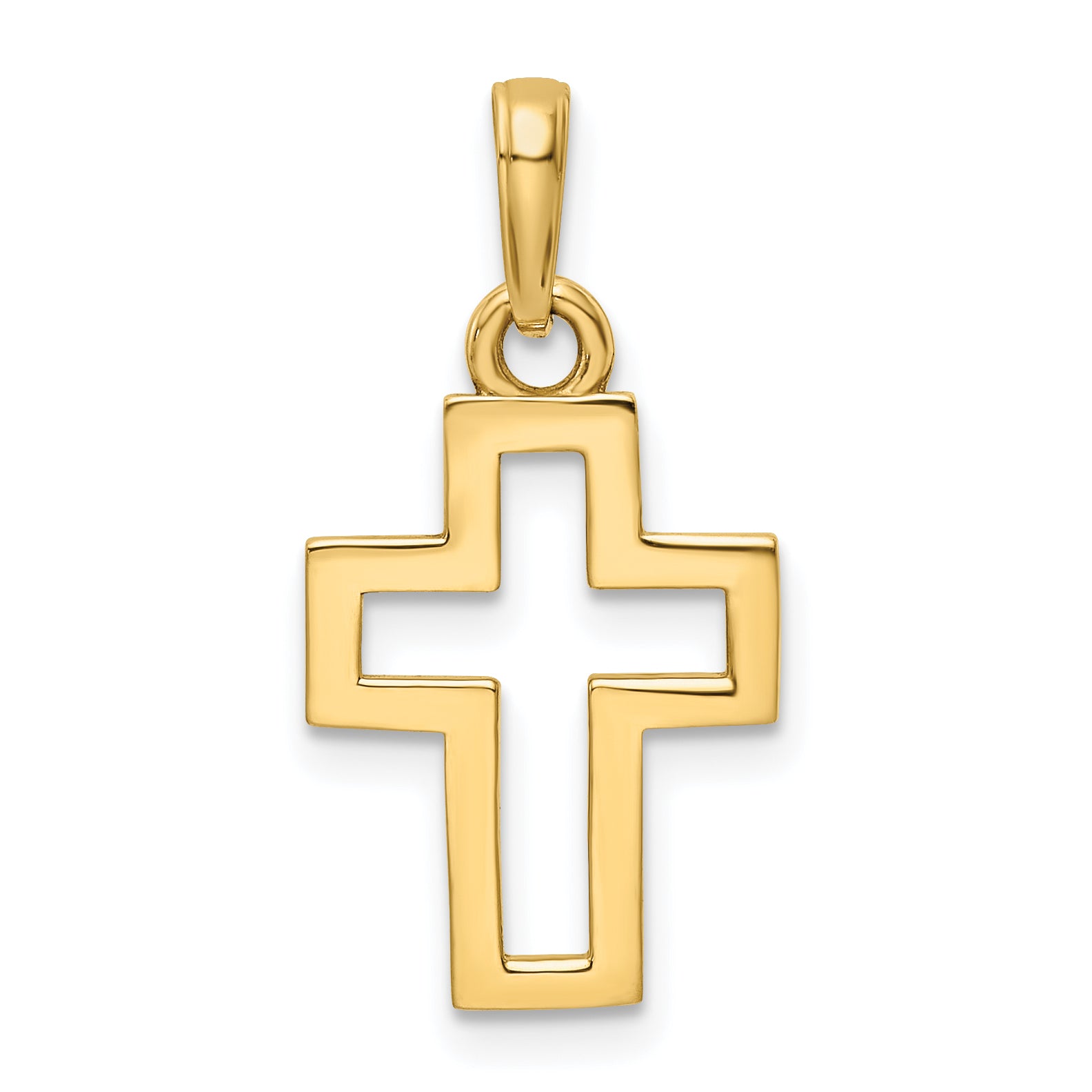 14K w/Rhodium D/C Cross Pendant
