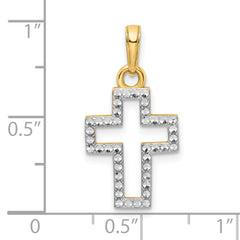 14K w/Rhodium D/C Cross Pendant