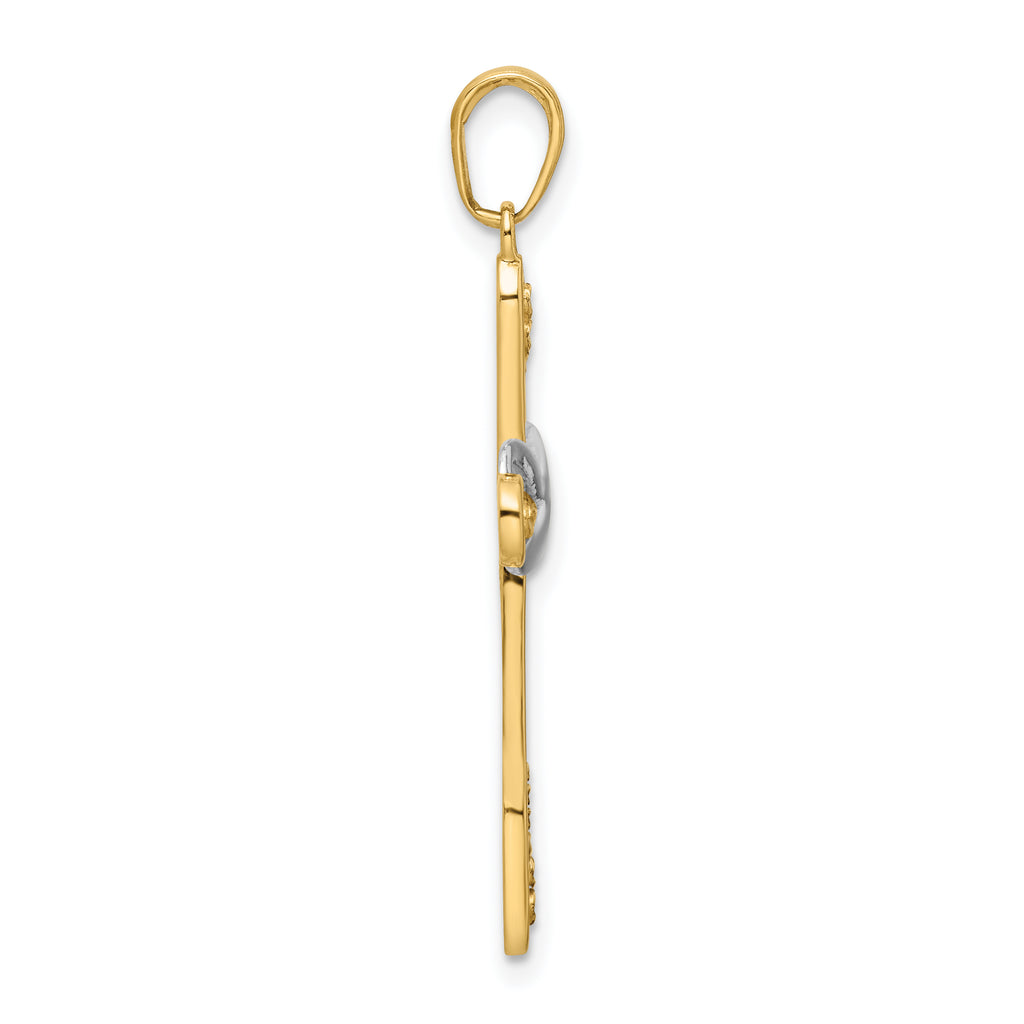 14K w/Rhodium D/C Cross & Infinity Pendant