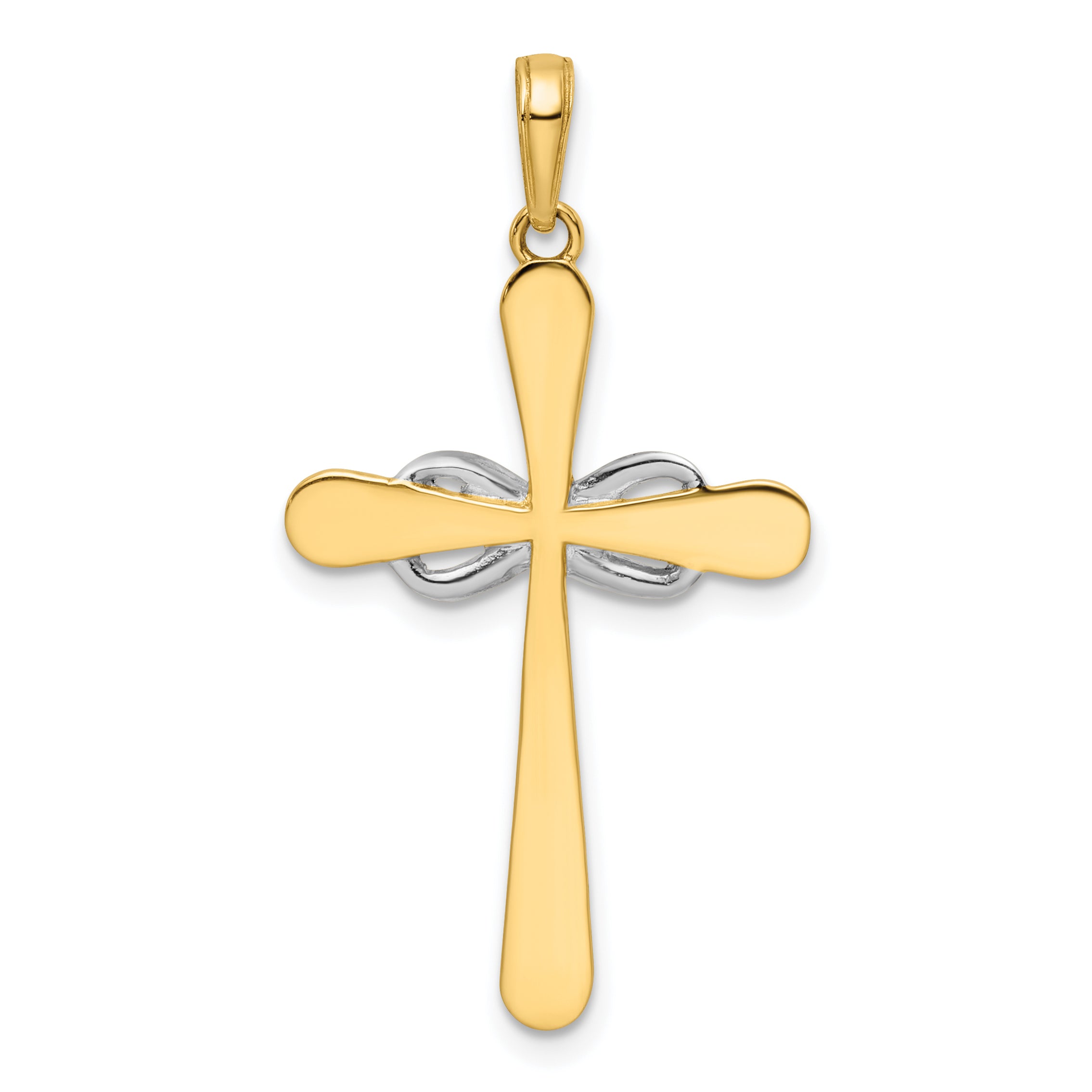 14K w/Rhodium D/C Cross & Infinity Pendant